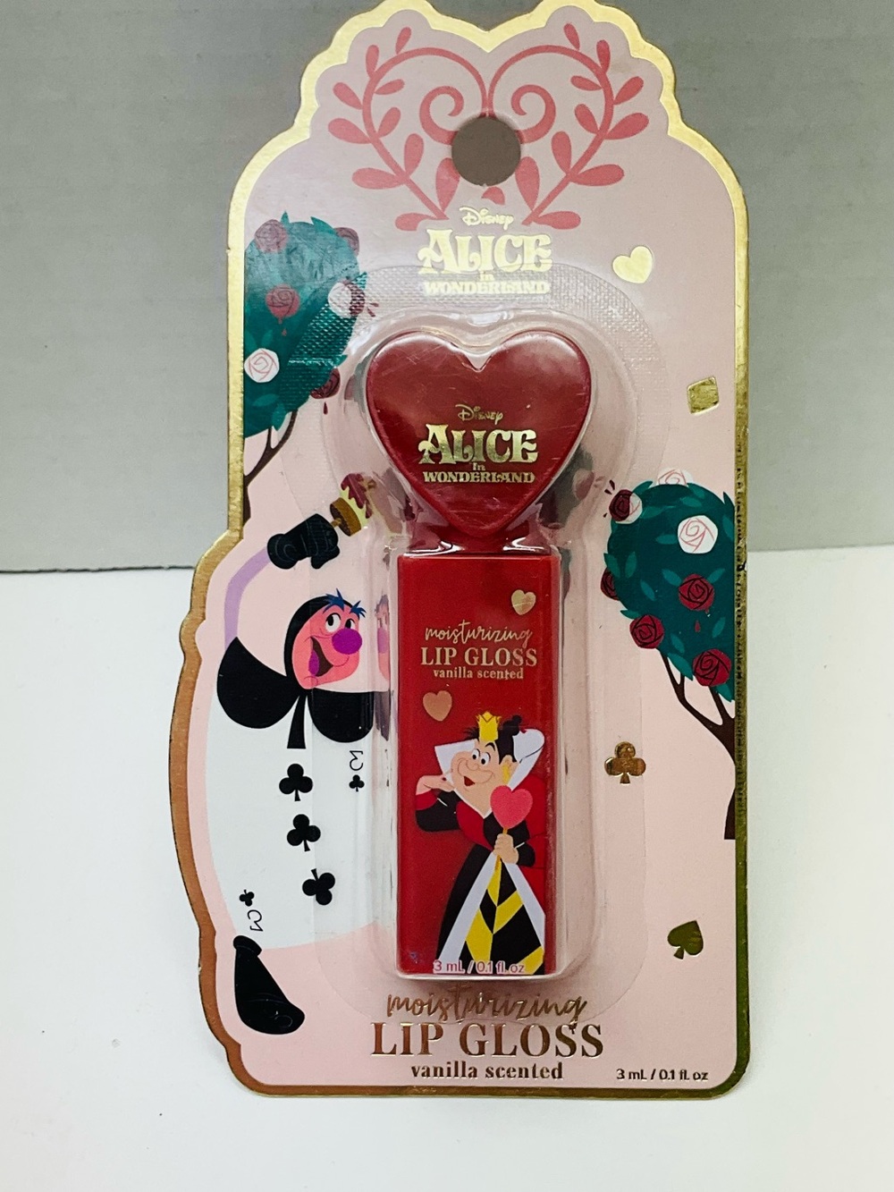 🌼4/10🌼 NEW DISNEY Alice in Wonderland Red Heart Lip Gloss - Vanilla Scented
